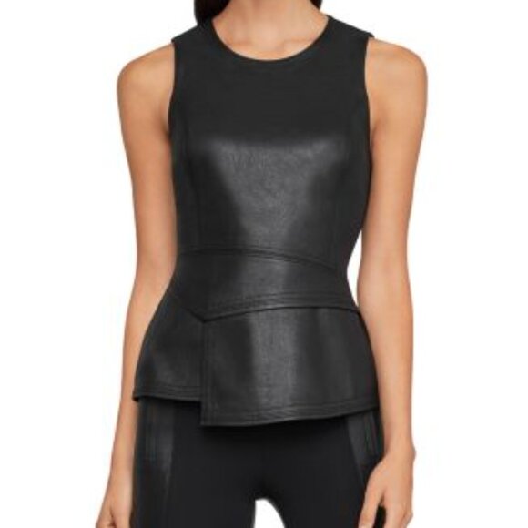 BCBGMAXAZRIA ‘Tori’ Black Faux Leather Tank size Small - Picture 1 of 4